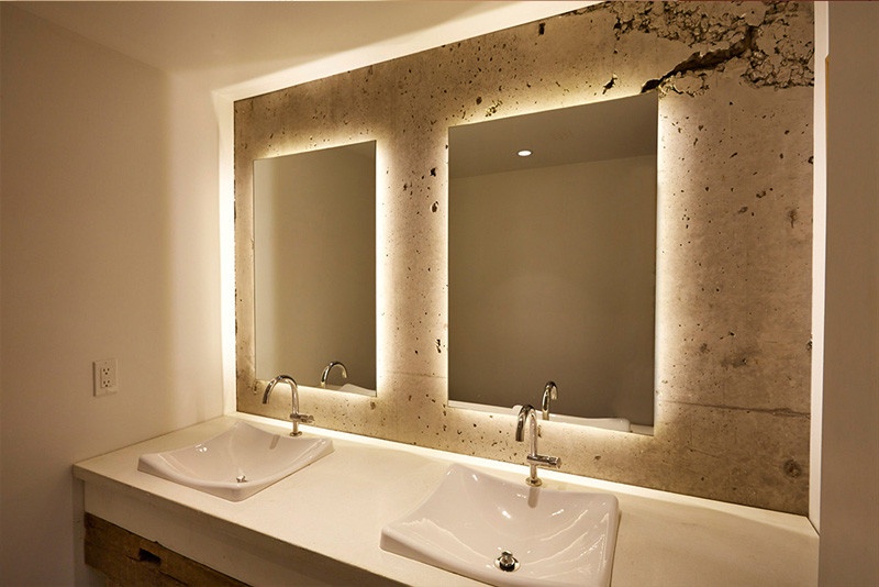 Backlit bathroom mirror