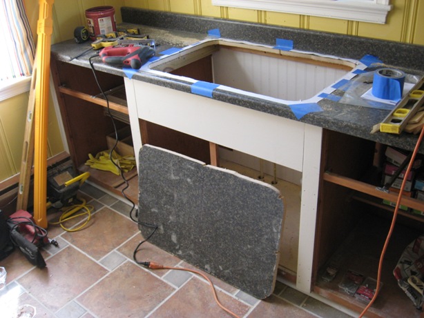 enlarge kitchen sink hole laminate