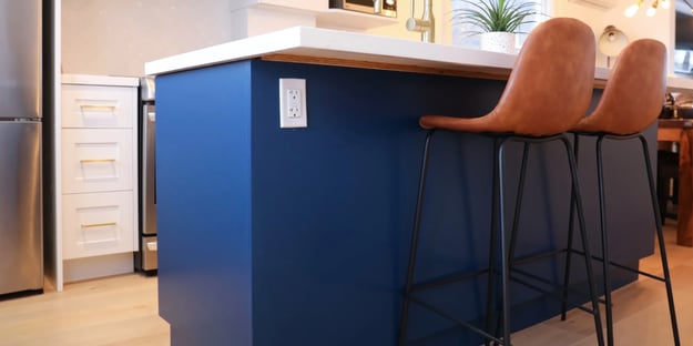 Classic Blue Paint Colour Example On a Kitchen Island