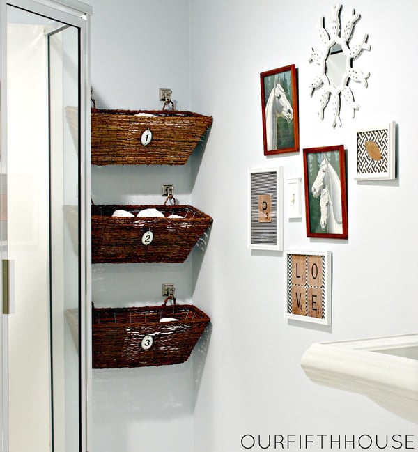 7 Genius Pedestal Sink Storage Ideas for Your Home - Hang Some Baskets