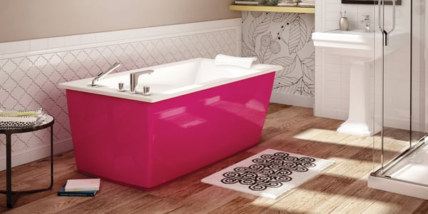 Embrace Retro and Chic Style With Pink Bathroom Tiles - Add a Pink Bathtub