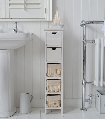 7 Genius Pedestal Sink Storage Ideas for Your Home - Add a Narrow Cabinet