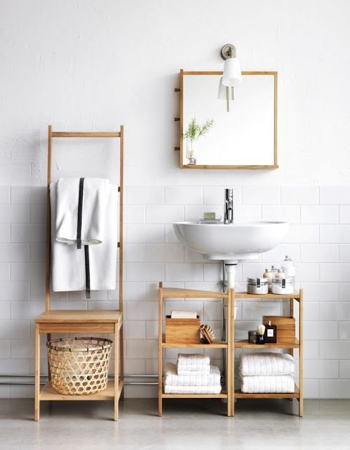 7 Genius Pedestal Sink Storage Ideas For Your Home - Bathroom Under Sink Storage Wood