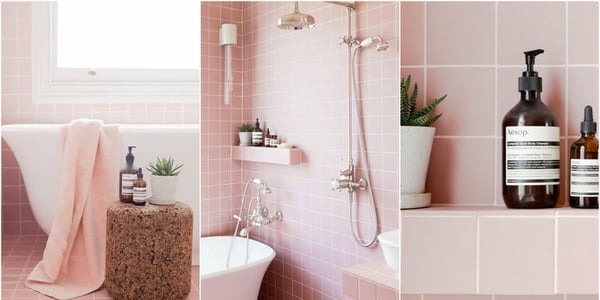 Embrace Retro And Chic Style With Pink Bathroom Tiles